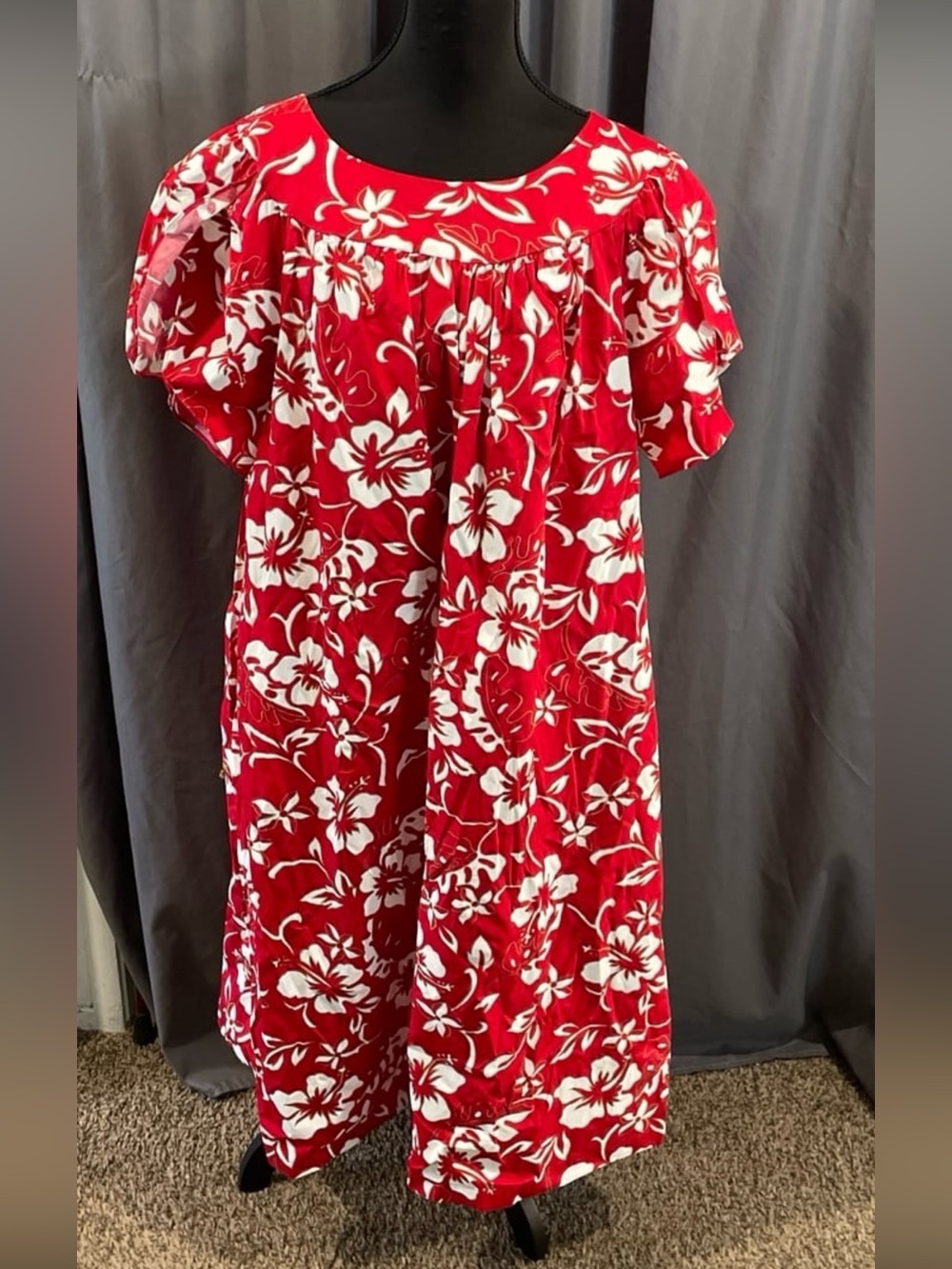 hilo hattie vintage 100% cotton floral print mumu midi dress 2XL